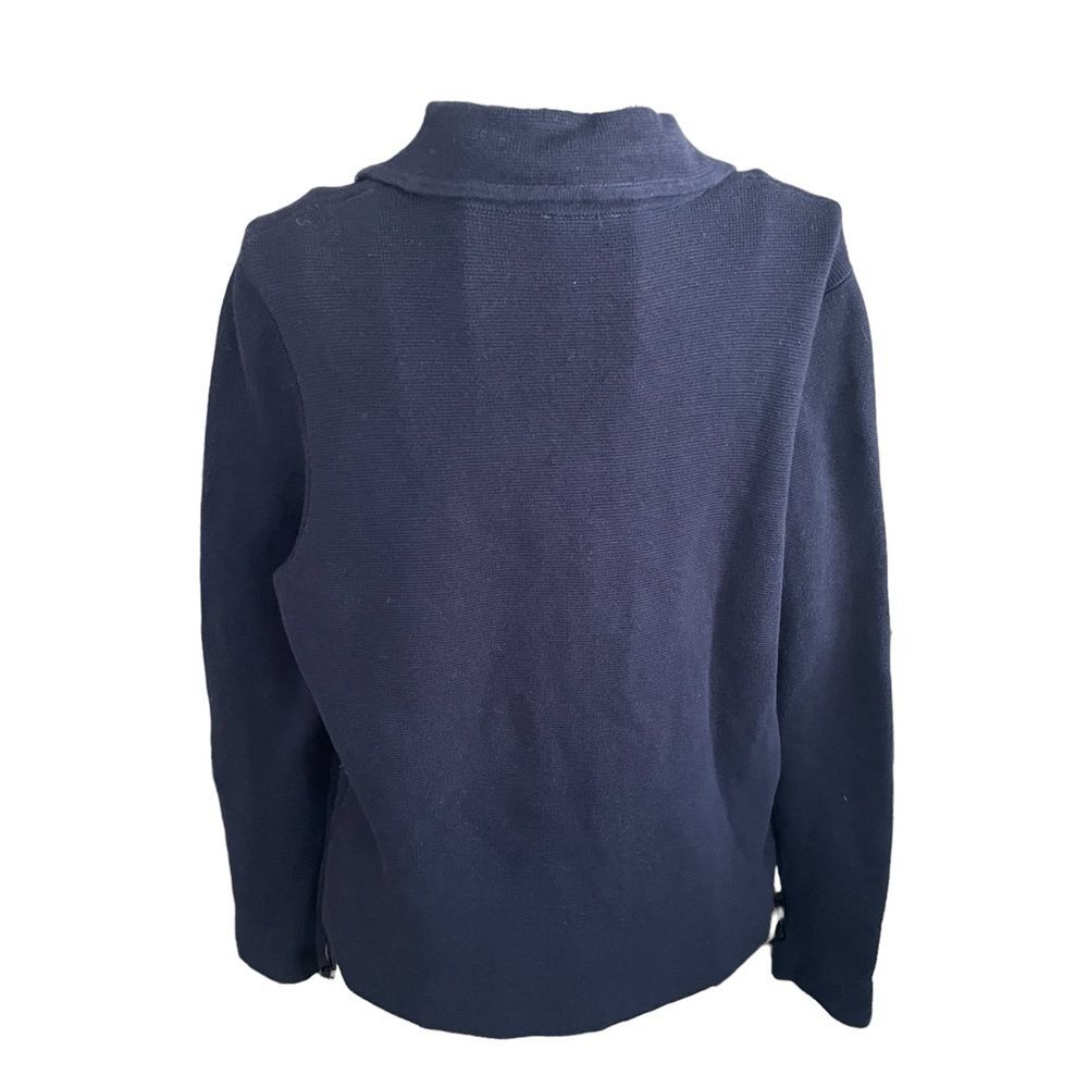 Talbots Nautical Navy Blue Double Breasted Textured Cardigan Sweater Women Sz M - Picture 3 of 10